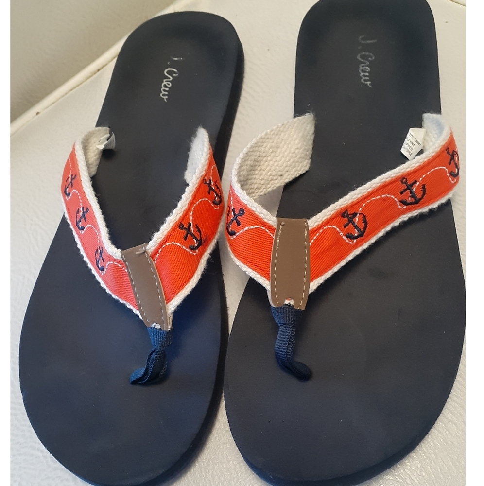 J.Crew embroidered anchor  flip flop. Size  8